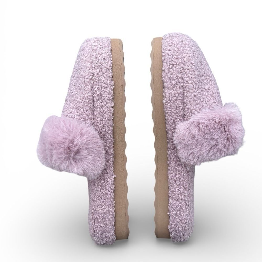 Koolaburra Lavender Faux-Shearling Pom Slippers
